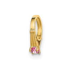 14K 3D Ring with Light Pink CZ Charm
