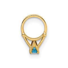 14K 3D Ring with Aqua CZ Charm