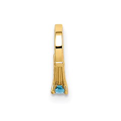 14K 3D Ring with Aqua CZ Charm
