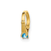 14K 3D Ring with Aqua CZ Charm