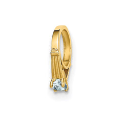 14K 3D Ring with Light Blue CZ Charm