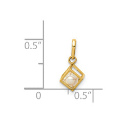 14K 3D Square w/FW Cultured Pearl Pendant