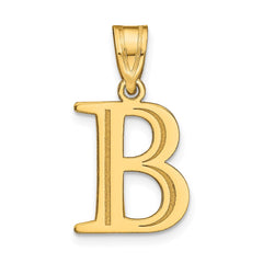 14k Polished Etched Letter B Initial Pendant - 2
