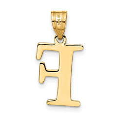 14k Polished Etched Letter F Initial Pendant - 2
