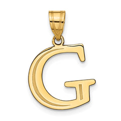 14k Polished Etched Letter G Initial Pendant - 2