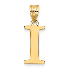 14k Polished Etched Letter I Initial Pendant - 2
