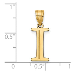14k Polished Etched Letter I Initial Pendant - 2