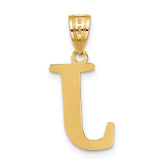 14k Polished Etched Letter J Initial Pendant - 2