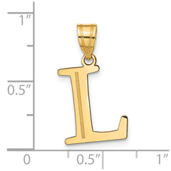 14k Polished Etched Letter L Initial Pendant - 2