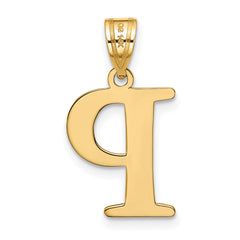 14k Polished Etched Letter P Initial Pendant - 2