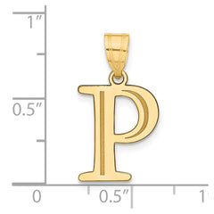 14k Polished Etched Letter P Initial Pendant - 2