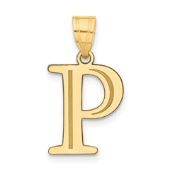 14k Polished Etched Letter P Initial Pendant - 2