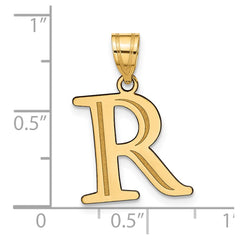 14k Polished Etched Letter R Initial Pendant - 2