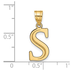 14k Polished Etched Letter S Initial Pendant - 2