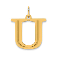 14k Polished Etched Letter U Initial Pendant - 2