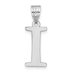 14kw Polished Etched Letter I Initial Pendant