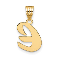 14k Polished Script Letter E Initial Pendant