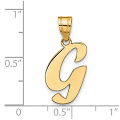 14k Polished Script Letter G Initial Pendant