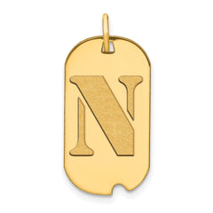 14k Polished Letter N Initial Dog Tag Pendant