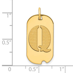 14k Polished Letter Q Initial Dog Tag Pendant