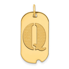 14k Polished Letter Q Initial Dog Tag Pendant