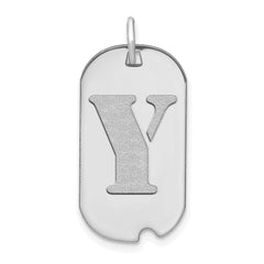 14kw Polished Letter Y Initial Dog Tag Pendant