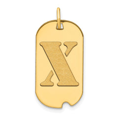 14k Polished Letter X Initial Dog Tag Pendant