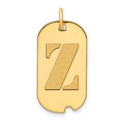 14k Polished Letter Z Initial Dog Tag Pendant