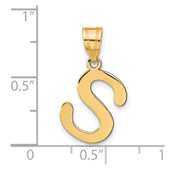 14k Polished Bubble Letter S Initial Pendant