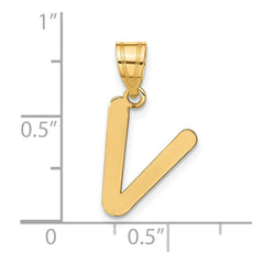 14k Polished Bubble Letter V Initial Pendant