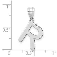 14kw Polished Bubble Letter R Initial Pendant