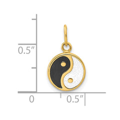 14K Polished Black/White Enamel Yin and Yang Pendant