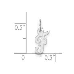 14k White Gold Small Script Letter F Initial Charm