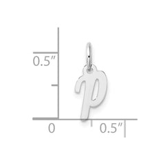 14k White Gold Small Script Letter P Initial Charm - 2