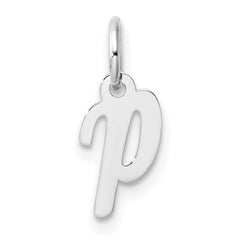 14k White Gold Small Script Letter P Initial Charm - 2