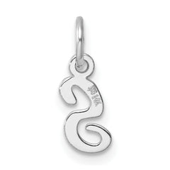 14k White Gold Small Script Letter S Initial Charm
