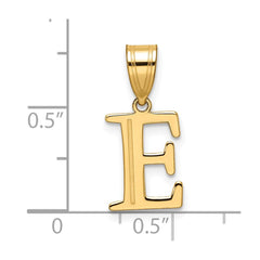 14k Polished Etched Letter E Initial Pendant