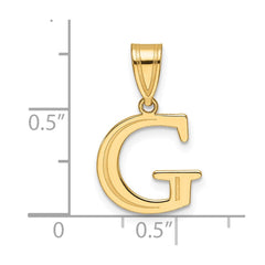 14k Polished Etched Letter G Initial Pendant