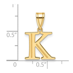 14k Polished Etched Letter K Initial Pendant - 2
