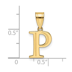 14k Polished Etched Letter P Initial Pendant