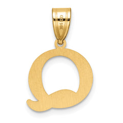 14k Polished Etched Letter Q Initial Pendant