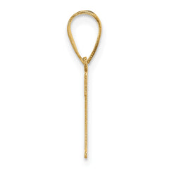 14k Polished Etched Letter T Initial Pendant