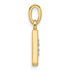 14K with Rhodium Diamond Letter A Initial Pendant