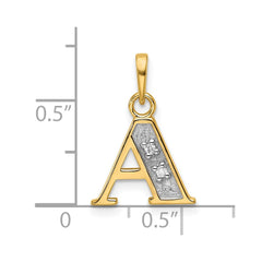 14K with Rhodium Diamond Letter A Initial Pendant