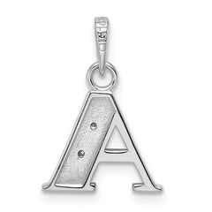 14K White Gold Diamond Letter A Initial Pendant - 4
