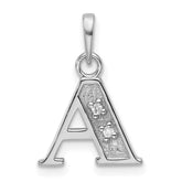 14K White Gold Diamond Letter A Initial Pendant - 4