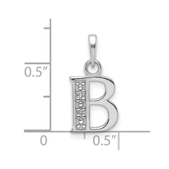 14K White Gold Diamond Letter B Initial Pendant - 3