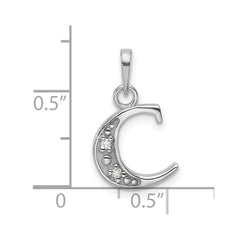 14K White Gold Diamond Letter C Initial Pendant - 4