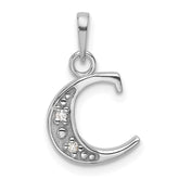 14K White Gold Diamond Letter C Initial Pendant - 4