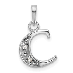 14K White Gold Diamond Letter C Initial Pendant - 4